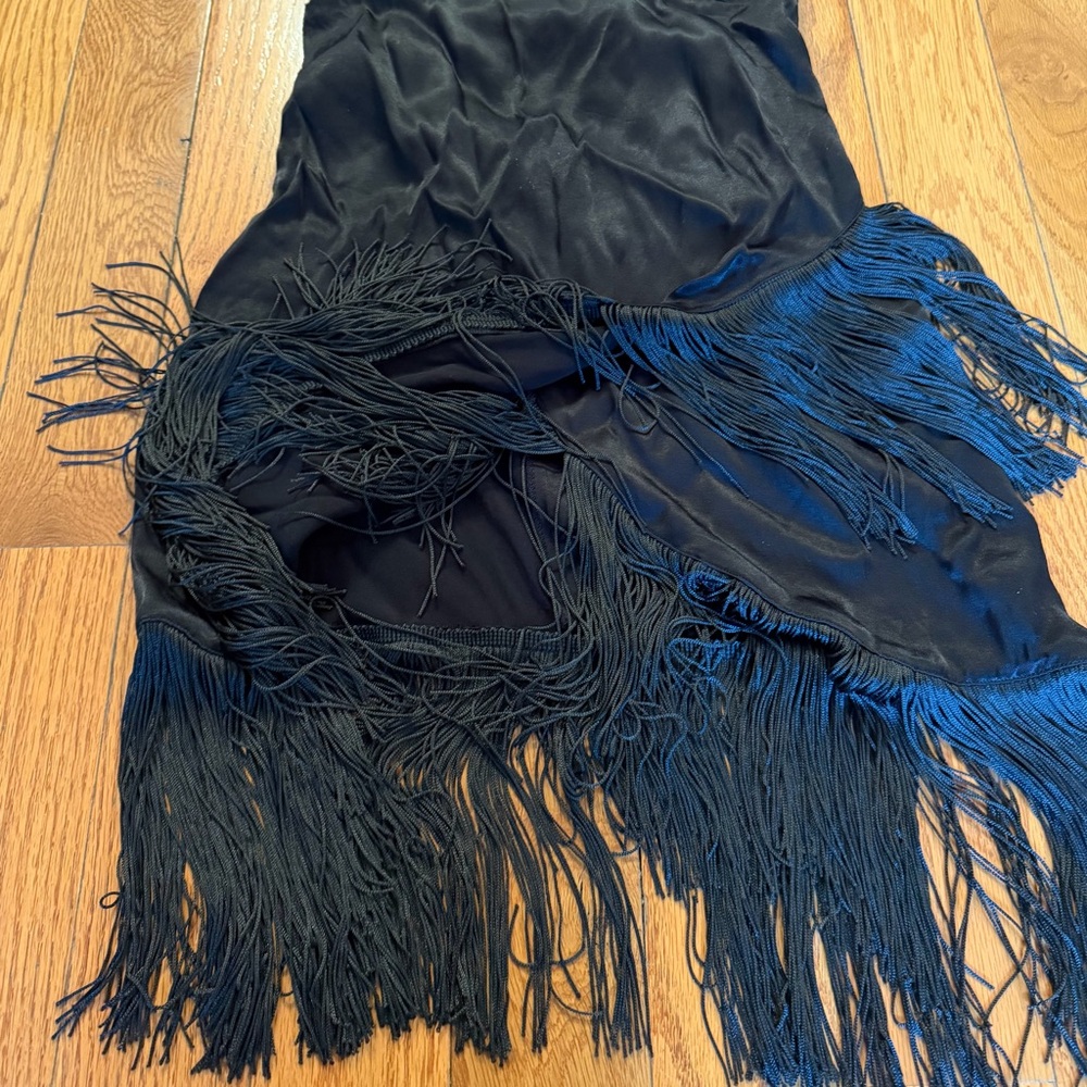 ZARA Black Fringe Slip Dress SIZE XS - Picture 2 of 3